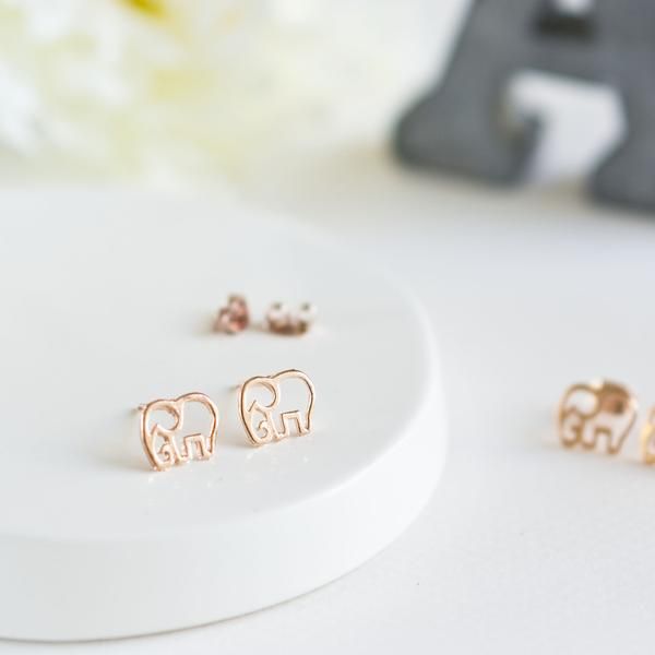 Delicate And Adorable Baby Elephant Earring Studs In Beautiful Rose Delicate And Adorable Baby Elephant Earring Studs In Beautiful Rose Gold These Feature The Outlines Of An Dainty