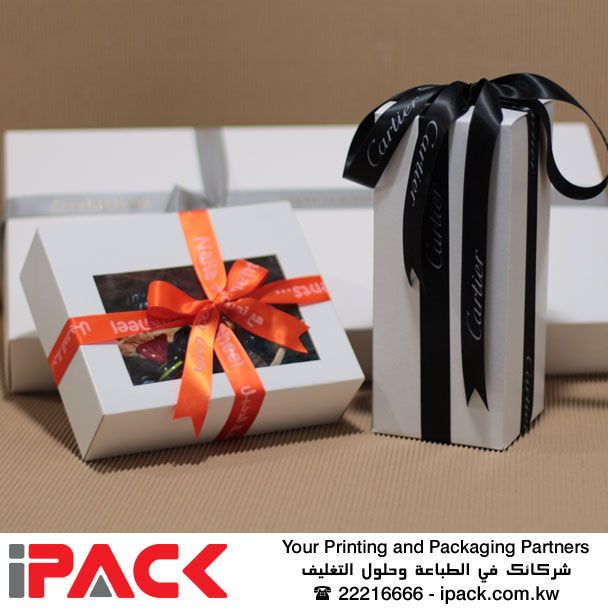 Fancy Boxes With Printed Ribbons علب تعبئة وتغليف مع طباعة خاصة للشريط لف الهدايا Prints Packaging Gifts
