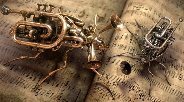 Steampunk Trumpet Bugs スチームパンクアート フリー素材 イラスト 棋牌 Steampunk Trumpet Bugs スチームパンクアート フリー素材 イラスト 棋牌
