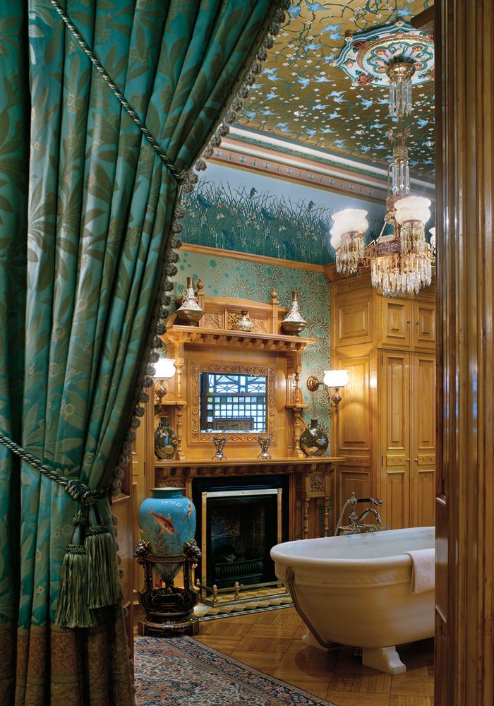 gorgeous wallpaper ceilingand a fireplace in the bathroommy dream magnificent obsession interactive feature t magazine