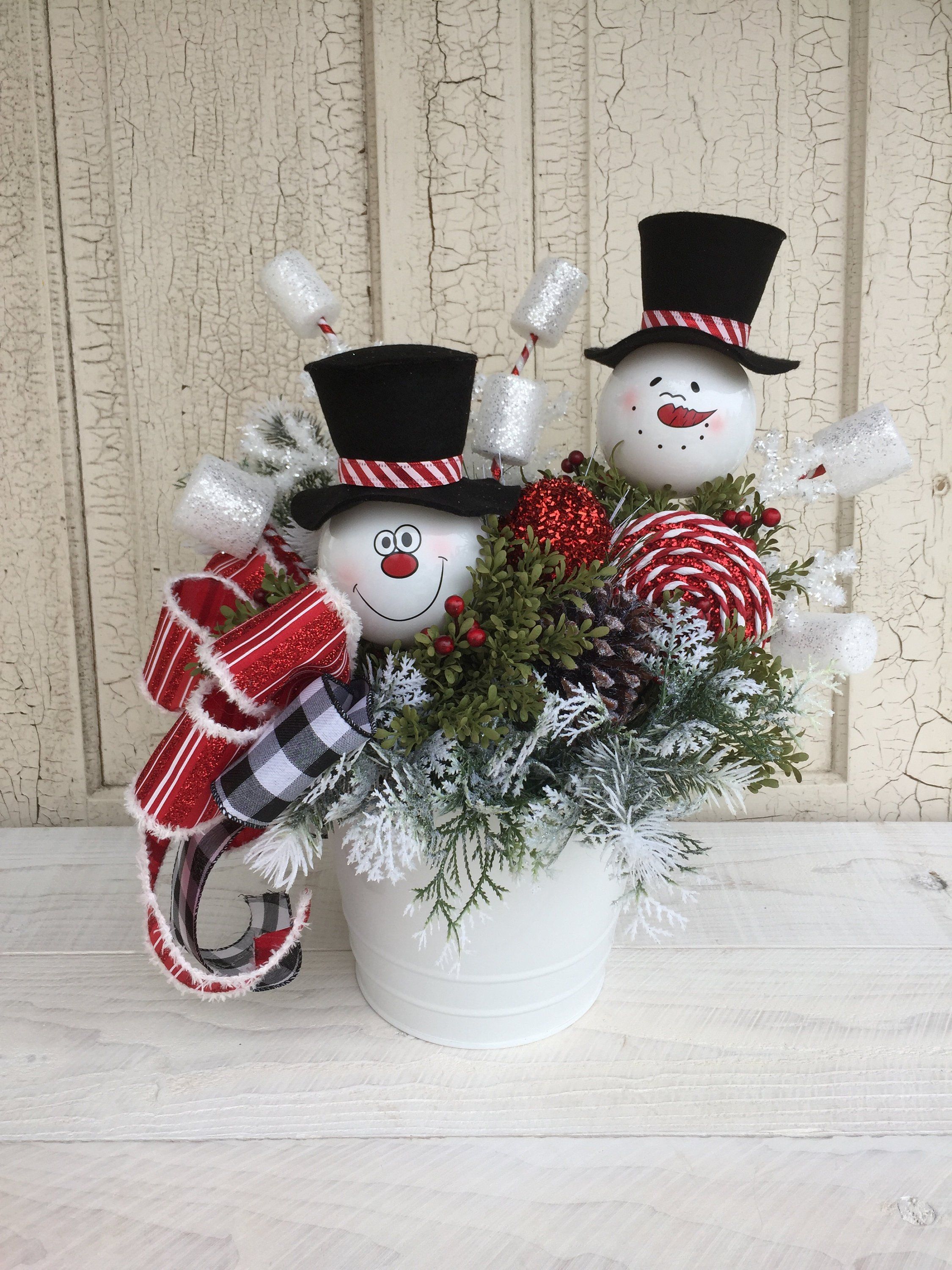 Christmas Snowman Centerpiece Christmas Table Centerpiece Christmas ...