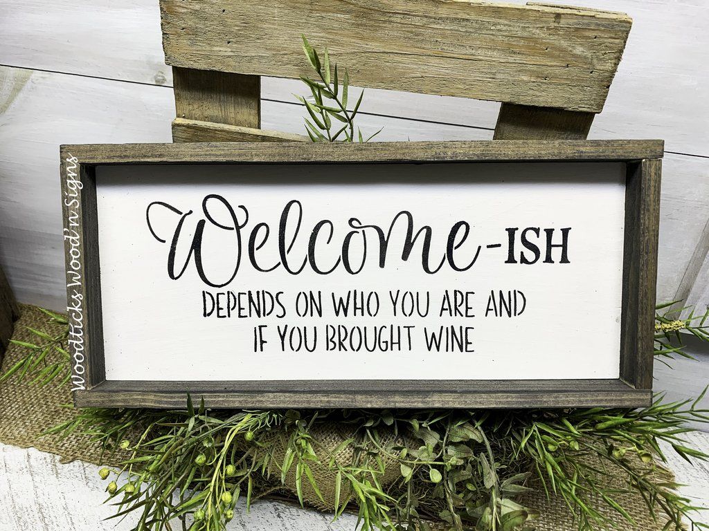 Elegant Cute Signs Welcome Sign for Front Door Funny Welcome-ish Hanging Black
