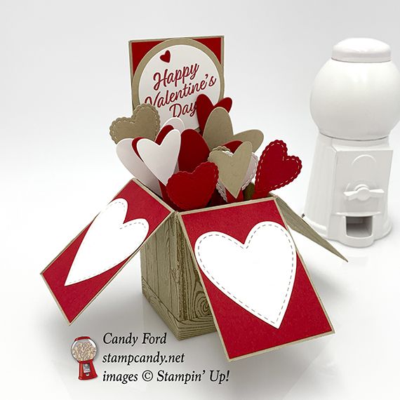 exploding box of hearts valentine card cards stampin up