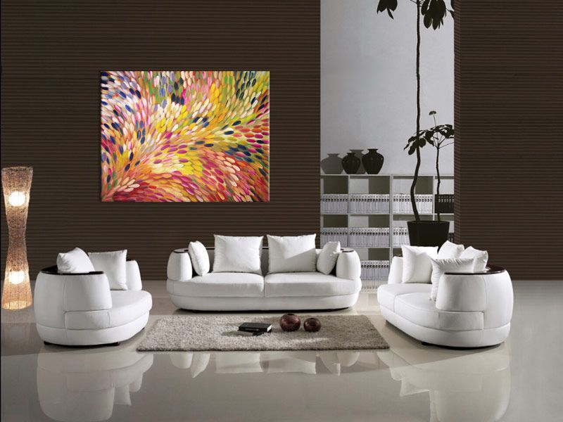 australian aboriginal art painting by gloria petyarre bush medicine leaves 200 x 154 cm gp living room setup cosy living room small living room furniture