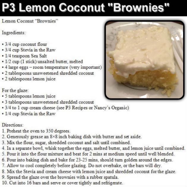 Omni Diet Phase 3 Lemon Coconut "brownies" Brownie ingredients
