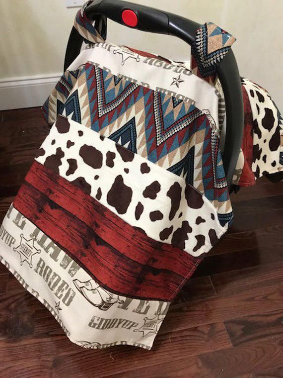 Baby Car Seat Tent Cowboy Canopy Western Blanket Strap Covers Boy Clothes Car Seat Tent Cowboy Canopy, Brown Car Seat Strap Cover