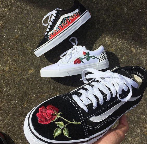 vans rosa bordada vans rosa bordada