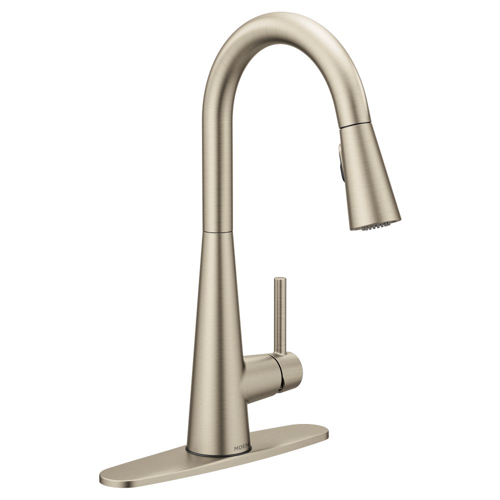 Moen Sleek Spot Resist Stainless Steel 1 Handle Deck Mount Pull Down Handle Kitchen Faucet Deck Plate Included Lowes Com Kitchen Faucets Pull Down Faucet Kitchen Faucet
