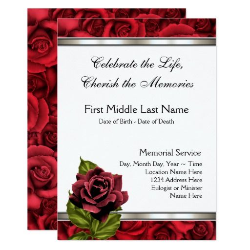 Red Rose Mourning Card Funeral Announcement Funeral - funeral announcement sample Red Rose Mourning Card Funeral Announcement Funeral - funeral announcement sample