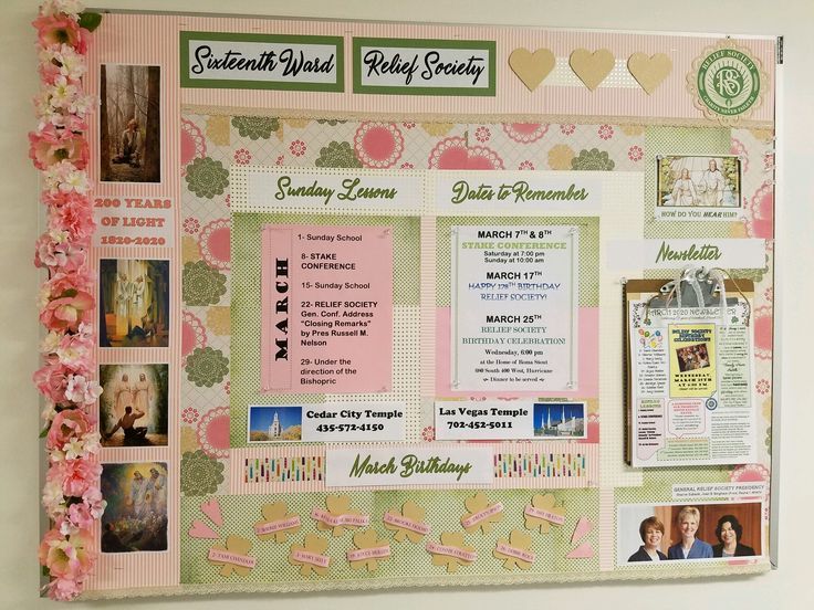 Relief Society Bulletin Board