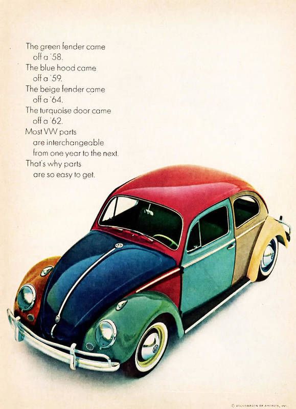 VW Bug Swatch Version VW Beetle Print Art VW Bug Swatch Version VW Beetle Print Art