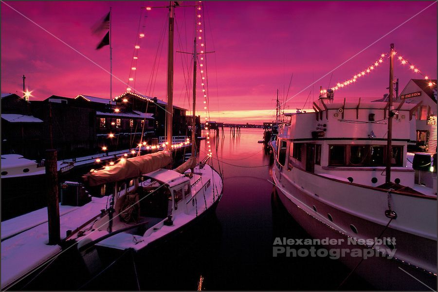 newport ri snow covered boats lit with christmas lights at christmas lights in ri