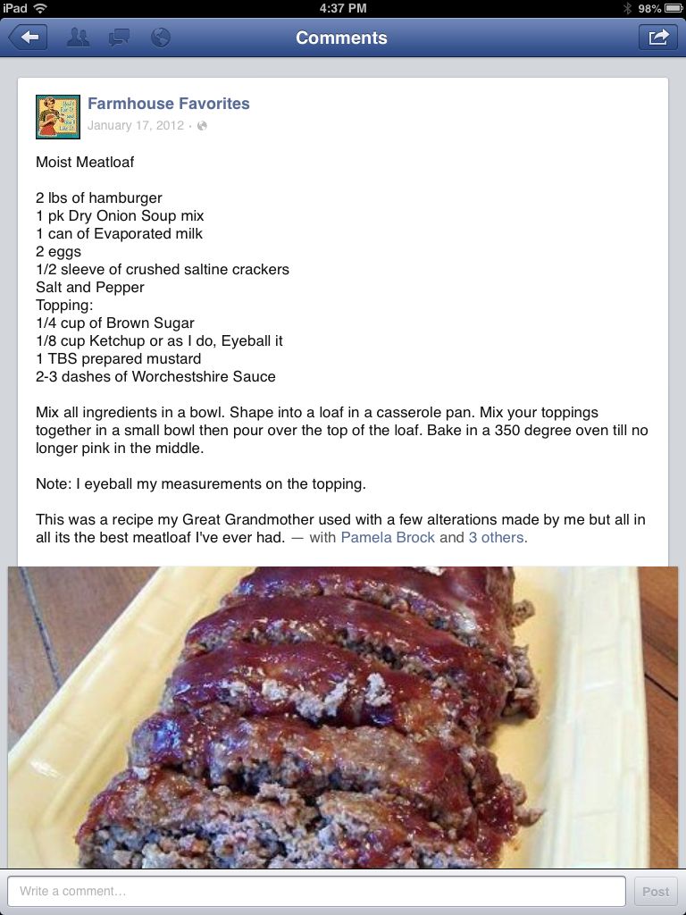 Cook Meatloaf Degree Old Fashion Meat Loaf Tried This Tonite For Dinner Don T Let The Milk Throw You U Can T Taste It At All Once Recipes Desert Recipes No Cook Meals