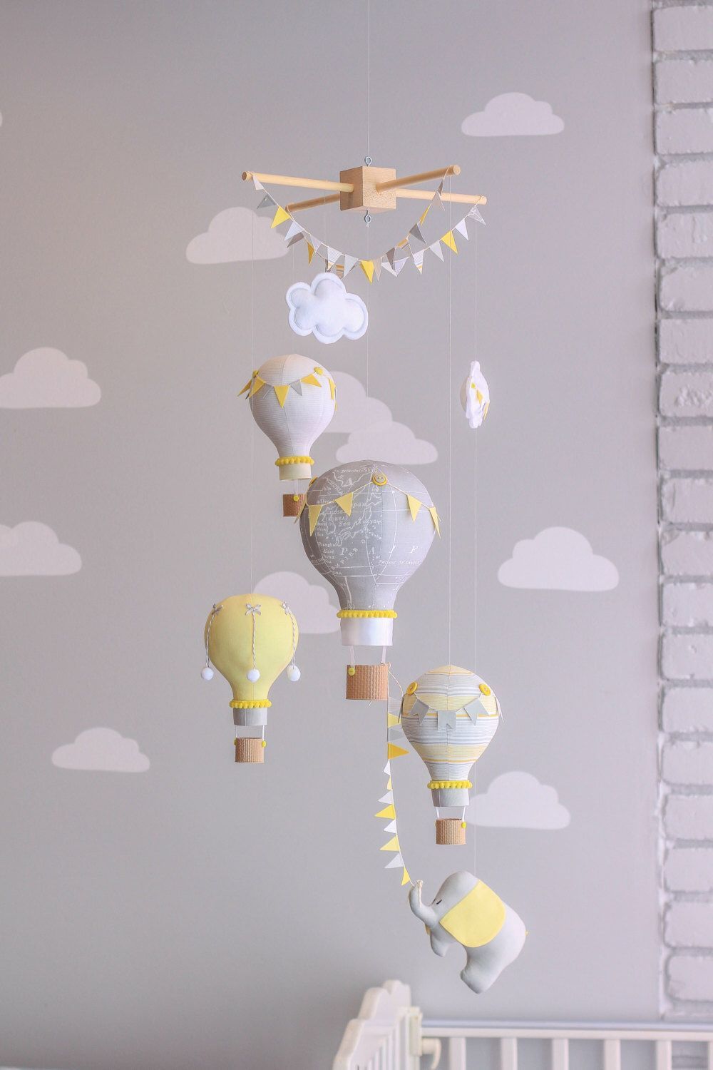 Yellow And Grey Gender Neutral Nursery Mobile Hot Air Balloon Baby Yellow And Grey Gender Neutral Nursery Mobile Hot Air Balloon Baby Elephant Travel