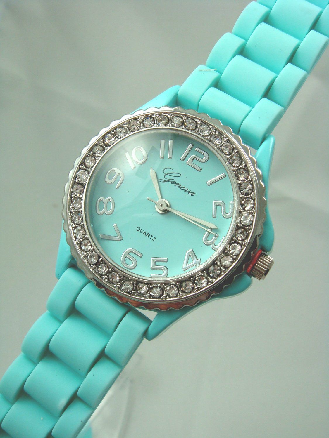 Mens &amp; Womens Mint Green Silicone Crystal
