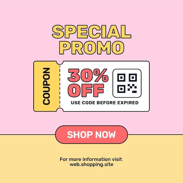 Special promo coupon giveaway barcode on... | Premium Vector #Freepik #vector #sale-card #offer-card #coupon-card #discount-card Dm Poster, Graphic Poster Art, Web Design, Food Graphic Design, Gift Voucher Design, Promo Coupon, Banner Ads, Sale Banner, Photo Editing Techniques
