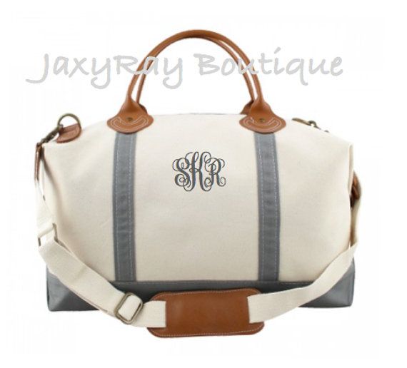 Monogrammed Weekender Bag Gray Color Personalized Duffel Monogrammed Weekender Bag Gray Color Personalized Duffel