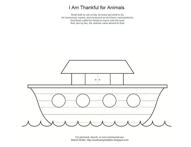 Sunbeam Printables Noahs Ark Coloring Page For Lesson 12 I Am Thankful Animals