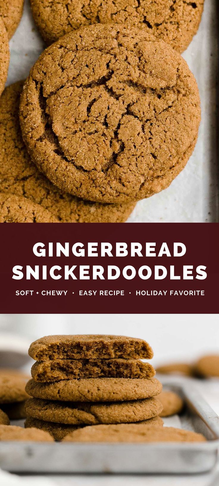These gingerbread snickerdoodles are perfect for the holidays! Soft & chewy inside, plenty of cozy spice flavors, and a sweet outer coating. A fun combo of two classic cookies — and simple to make too! No cookie cutters or icing needed for these easy gingerbread cookies. Perfect for cookie trays, holiday parties & Christmas Day! ♡ gingerbread snickerdoodle cookies. healthy gingerbread cookies clean eating. gingerbread cookies soft and chewy. healthy gingerbread cookies low calorie. Brownie Recipes Healthy, Healthy Oatmeal Recipes, Healthy Muffin Recipes, Healthy Cookies, Healthy Sweets, Healthy Baking, Vegan Cookies, Holiday Baking, Christmas Baking