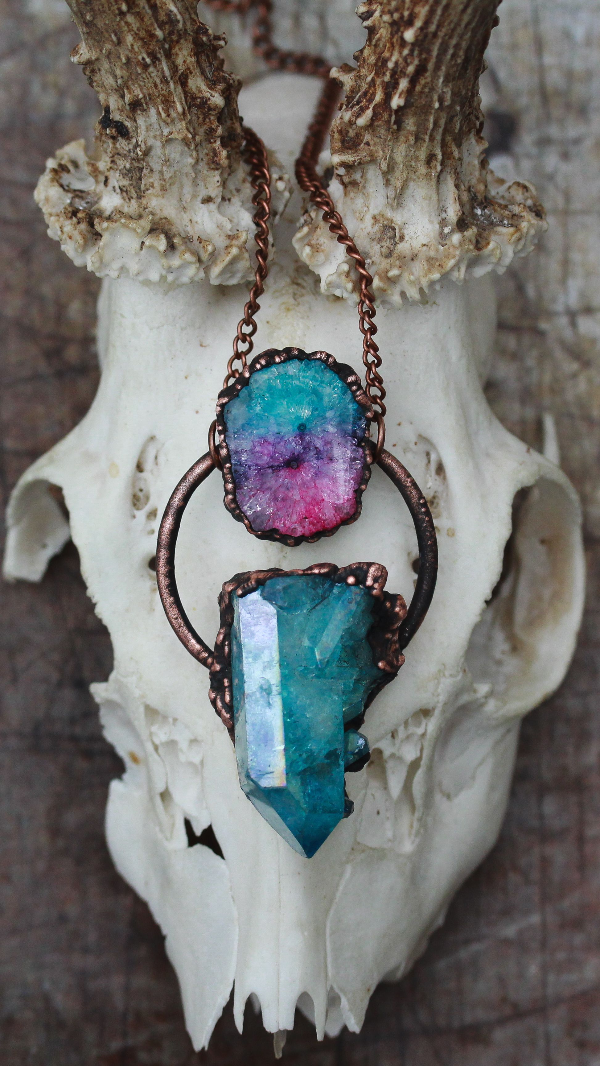 electroforming QUARTZ necklace raw stone necklace witchy necklace electroformed necklace