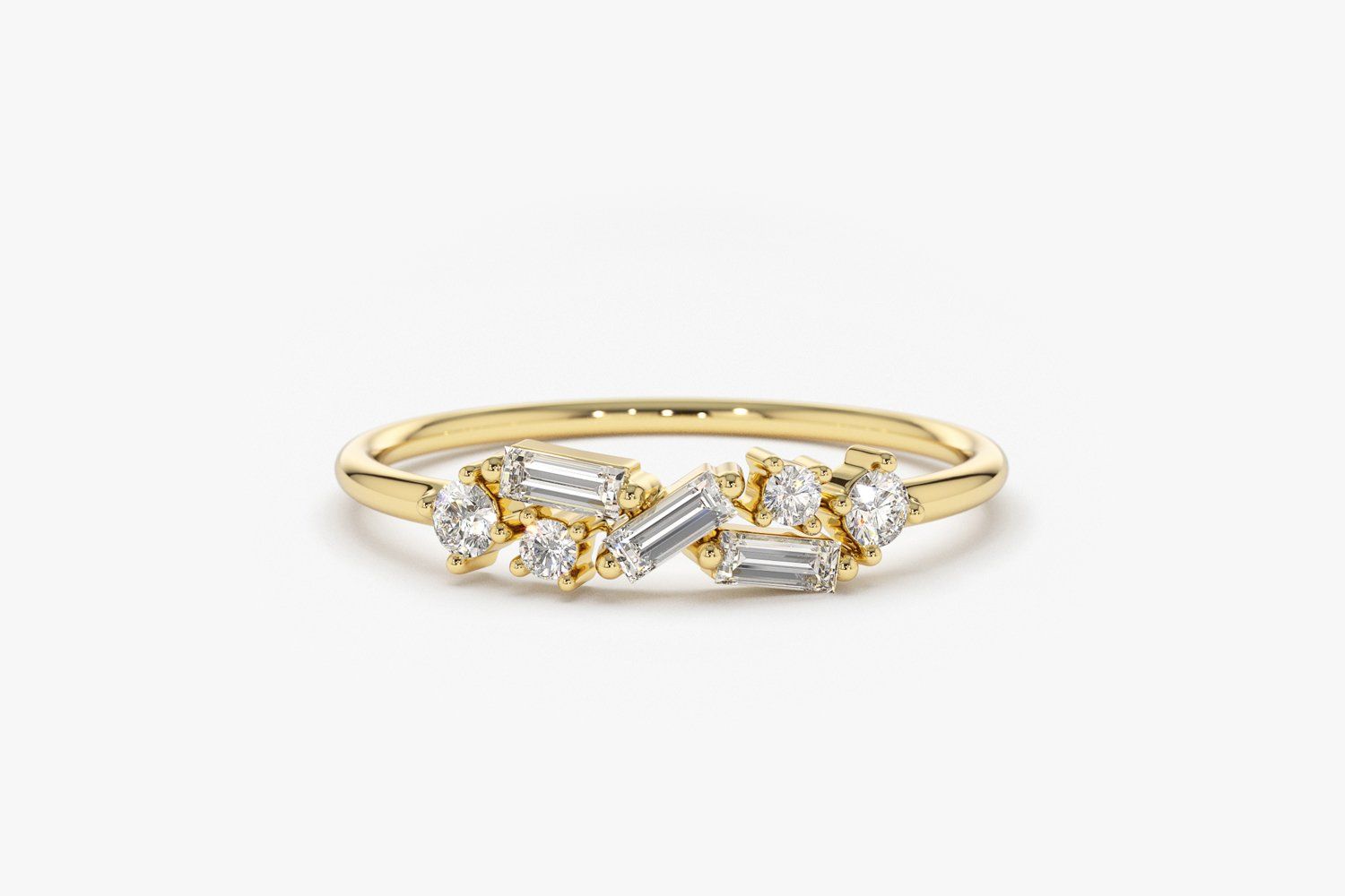 Details about / Round Natural Diamond Unique Dainty Stackable Wedding Band 14kt Real White Gold