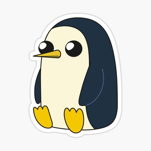 AdventureTime™ Gunter sitting and looking stoic but cute Sticker by