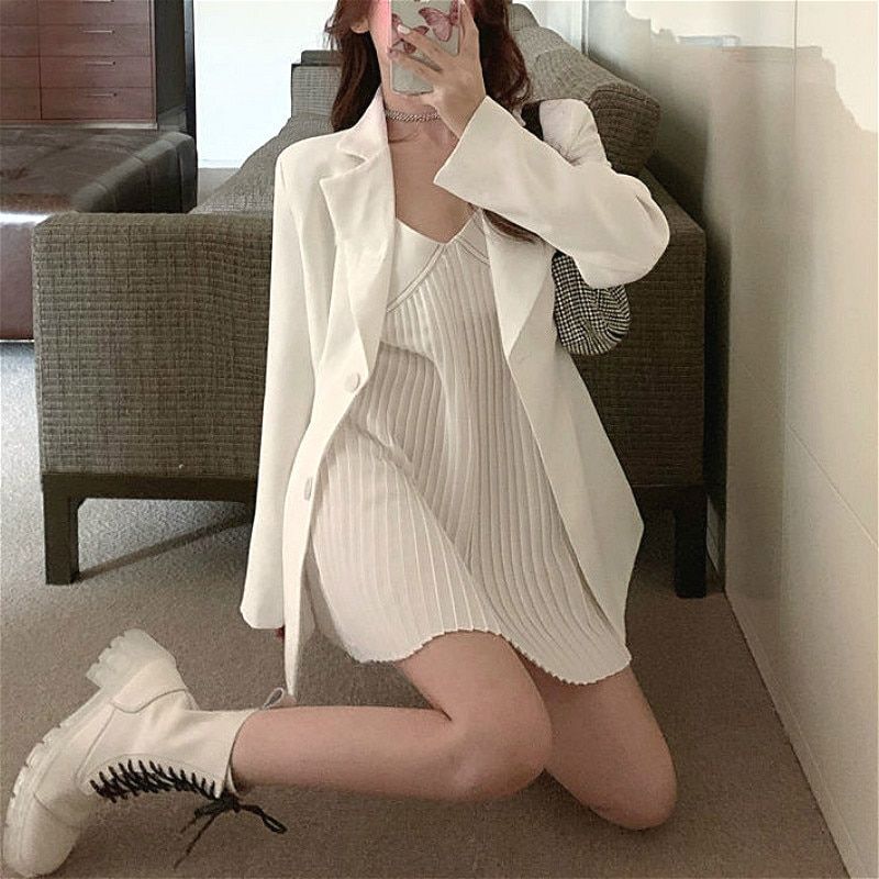 Spaghetti Strap Mini Dress, Mini Dress Casual, Dress Suits, Suit Fashion, Korean Outfits, Cheap Dresses, Top Brands, Aliexpress, Autumn