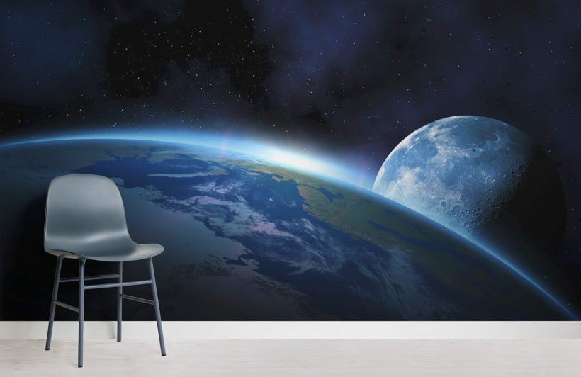 Earth & Moon Space Wallpaper Mural | Murals Wallpaper