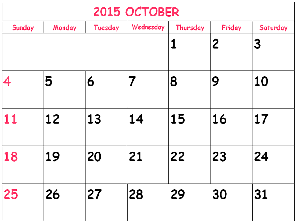 october 2015 calendar doc