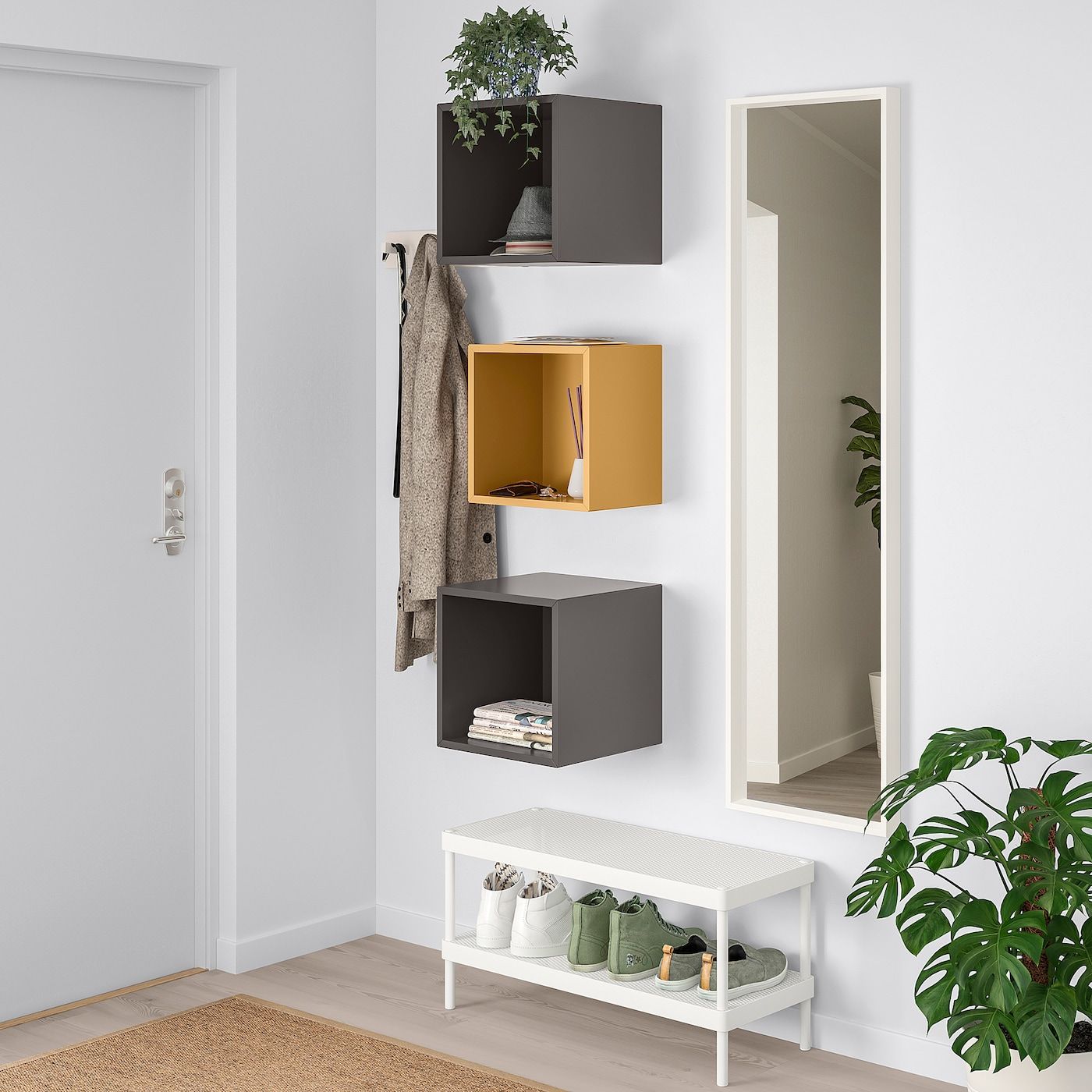 Eket Schrankkombination Fur Wandmontage Goldbraun Dunkelgrau Ikea Deutschland Eket Ikea Eket Wall Mounted Cabinet