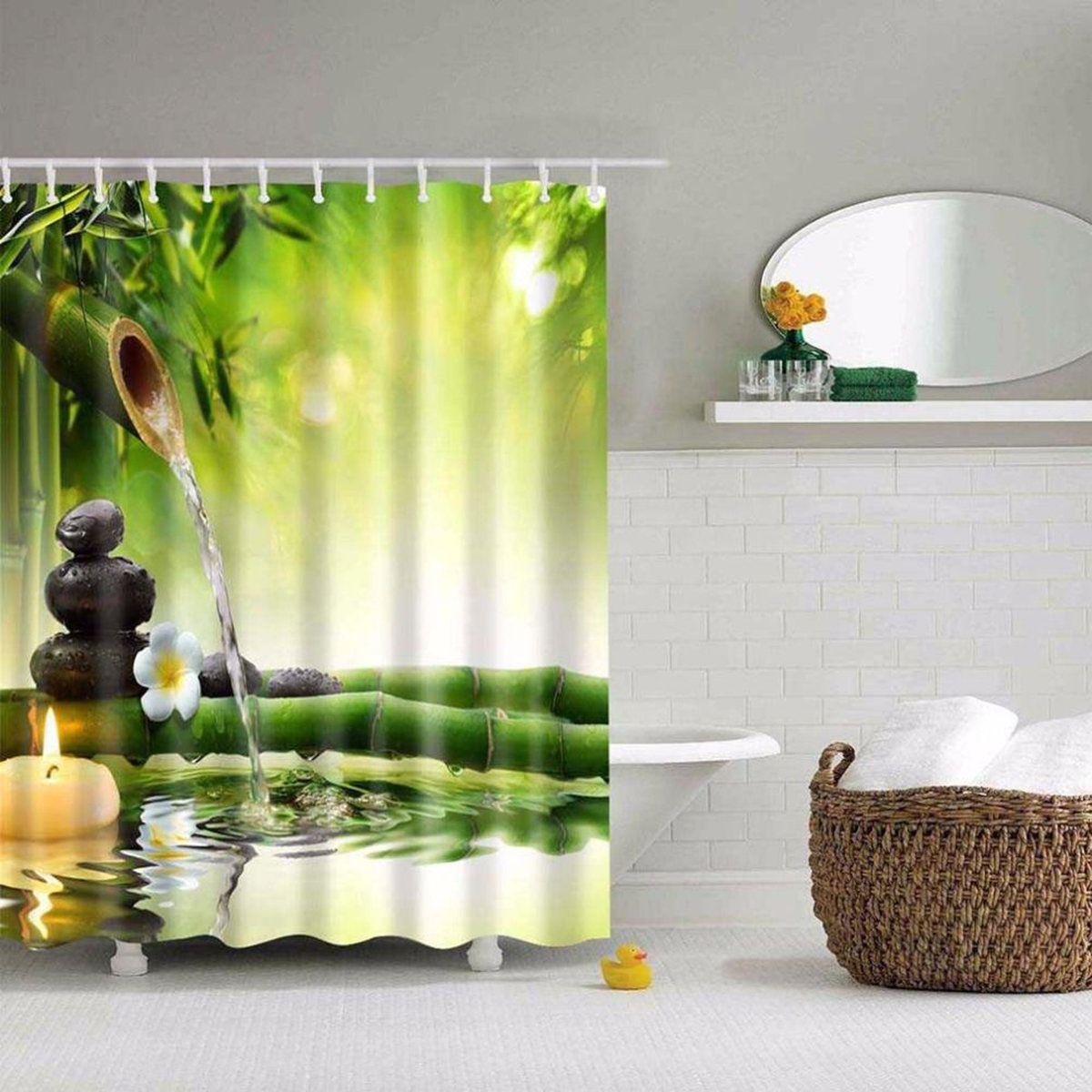 Nature Shower Curtain By Ambesonne Blooming Lemon Tree On Striped