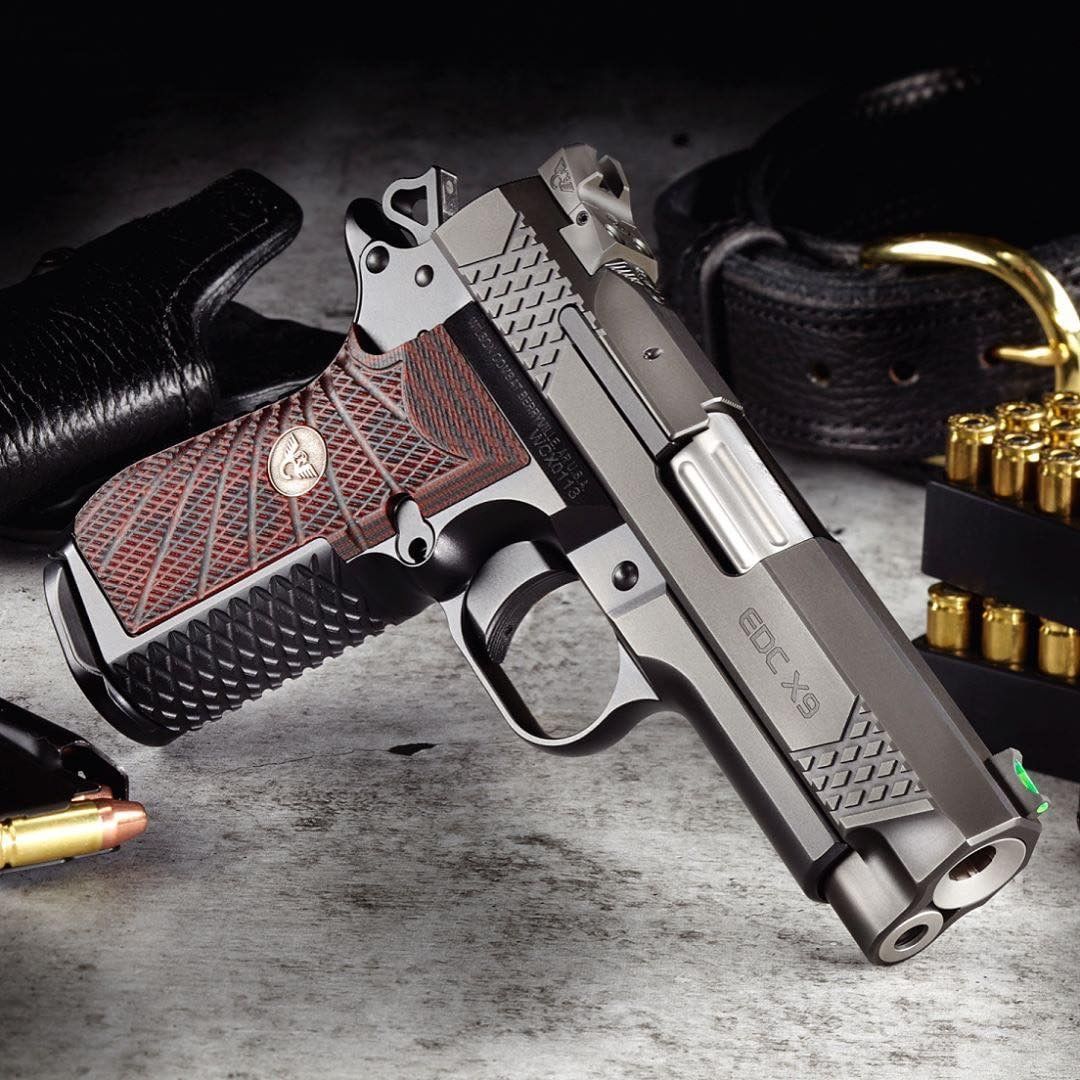 Repost from @wilsoncombat using @RepostRegramApp - Introducing the Wilson Combat EDC X9 with 15+1 capacity and grip modularity to fit any hand. Superior accuracy, shootability and reliability is delivered in a sexy package. With or without lightrail. Available for preorder from your Wilson Combat dealer or ShopWilsonCombat.com #1911 #custom #9mm #guns #gunporn #shooting #nra #edc #pro2a #pocketdump #pistol #gun #custommade 1911 Pistol, Revolver Rifle, Wilson Combat, M&p Shield, Shooting Guns, Custom Guns, Home Defense, Cool Guns, Guns And Ammo