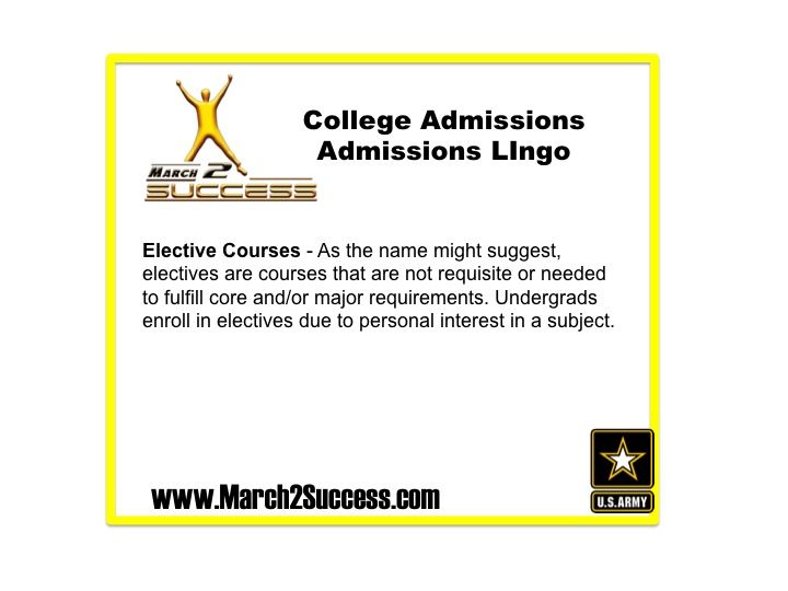 Electives College admission, Admissions, College