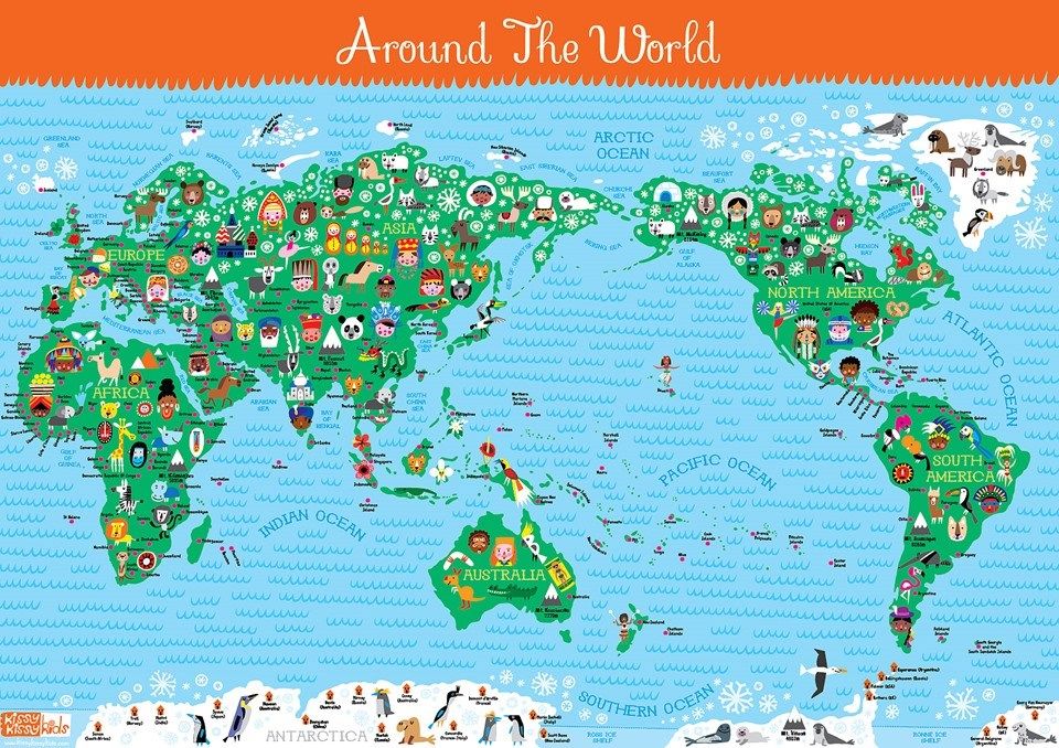 kids wall art poster world map educational gift children