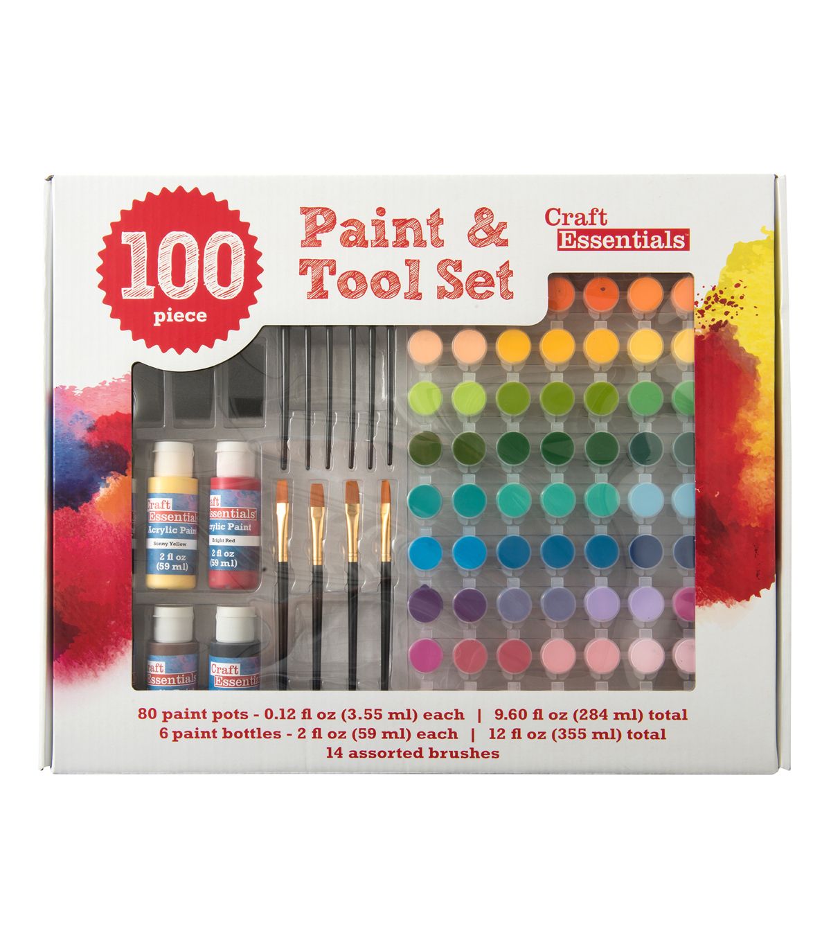 craft essentials 100 piece acrylic paint tool set michaels