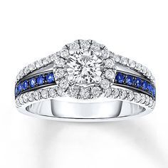 Shire Engagement Ring 1 Ct Tw Diamonds 14k White Gold Thin Blue Shire Engagement Ring 1 Ct Tw Diamonds 14k White Gold Thin Blue Line