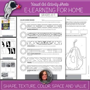 The Ultimate List of Distance Learning Art Projects and Resources for Kids - Ms Artastic Teaching Drawing, Teaching Art, Student Learning, Elements Of Art Color, 5 Elements, Student Pack, Shape Collage, How To Shade, Elements And Principles
