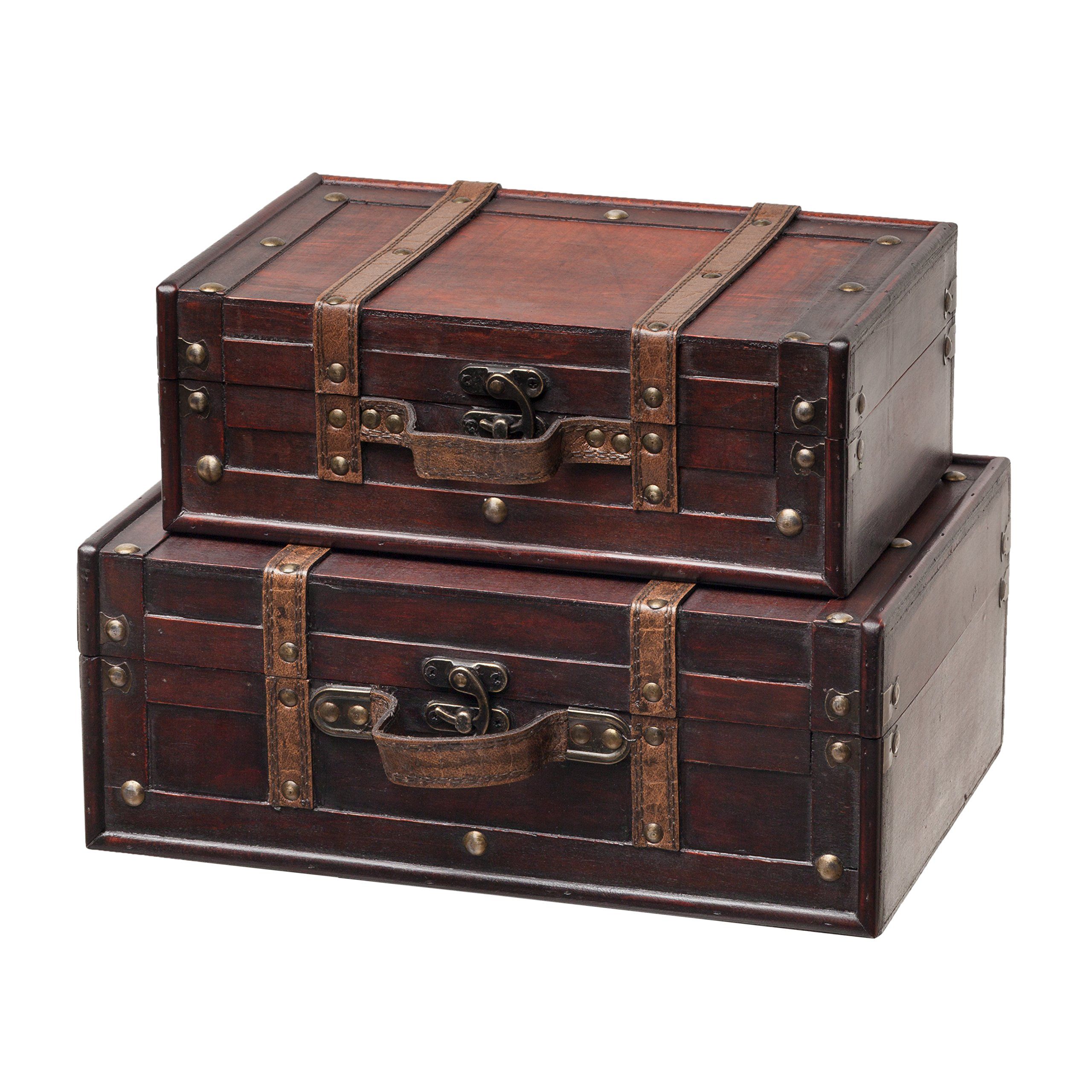 SLPR Decorative Suitcase with Straps Set of 2 Brown OldFashioned