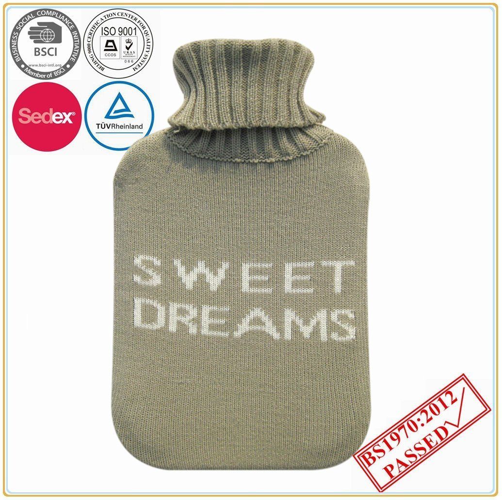 Sweet Dreams Design Knitted Cover Shape : Rectangle. Capacity : 2000ml. Material : Rubber. Certification : CE. Certification : CE, Its, TUV. Disposable : Non-Disposable. Type : Hot Water Bottle. Customized : Customized. Cover Material : Knitted 100% Acrylic. Style : Japanese, Chinese, Western. Hardness : Soft. Hot Water Bottle, Sweet Dreams, Capacity, Chinese, Knitted, Japanese, Rubber, Acrylic, Shapes