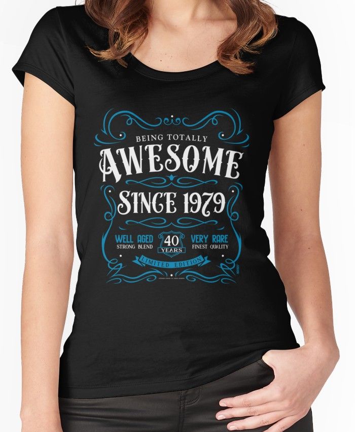 '40th Birthday Gift Awesome Since 1980' Fitted Scoop T ...