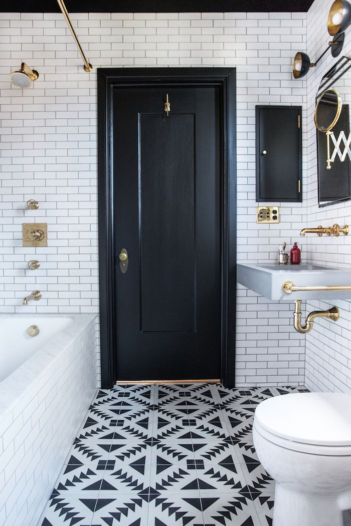 Interiors | Bathroom Design Bathroom Design Small, Bathroom Interior Design, Doors Interior, Bathroom Decor, House Interior, Bathroom Designs, Gold Bathroom, Compact Bathroom, Monochrome Bathroom