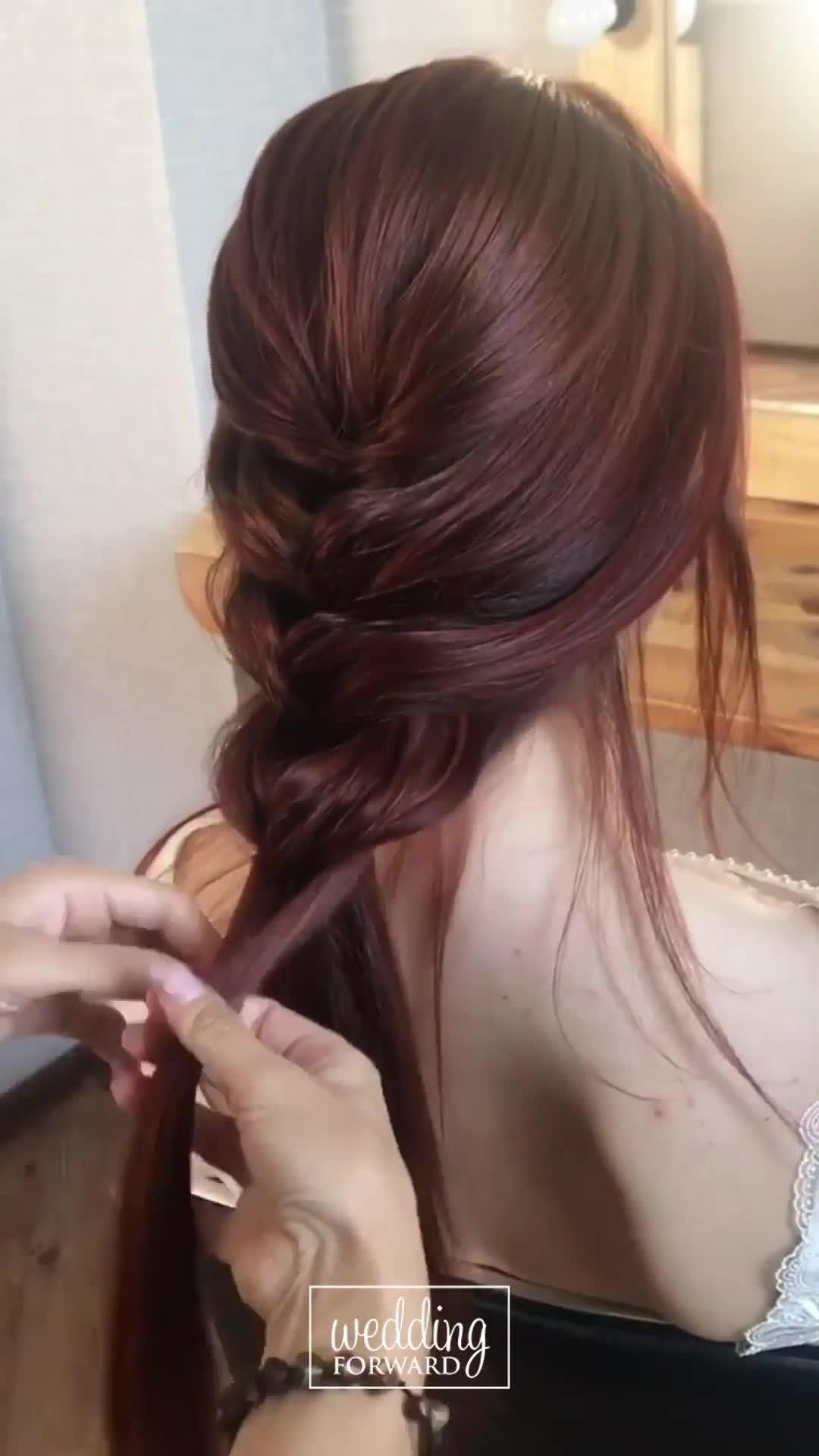 Follow link to watch full video tutorial and see our gallery of braided wedding hair ideas for inspiration! #wedding #hairstyles #weddingforward #bride #weddingbeauty #braidedweddinghair #weddinghair Hairdo For Long Hair, Bun Hairstyles For Long Hair, Braided Hairstyles For Wedding, Girl Hairstyles, Bridal Hairstyles, Homecoming Hairstyles, Braids For Wedding Hair, Hairstyles For Long Dresses, Summer Hairstyles