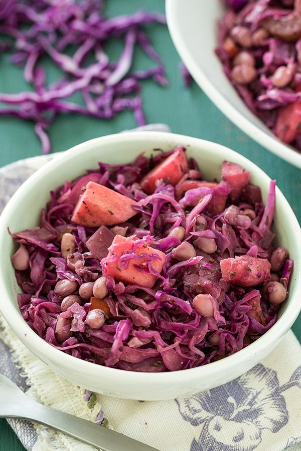 Braised Red Cabbage with Beans | Recipe | Braised red cabbage, Vegan ...