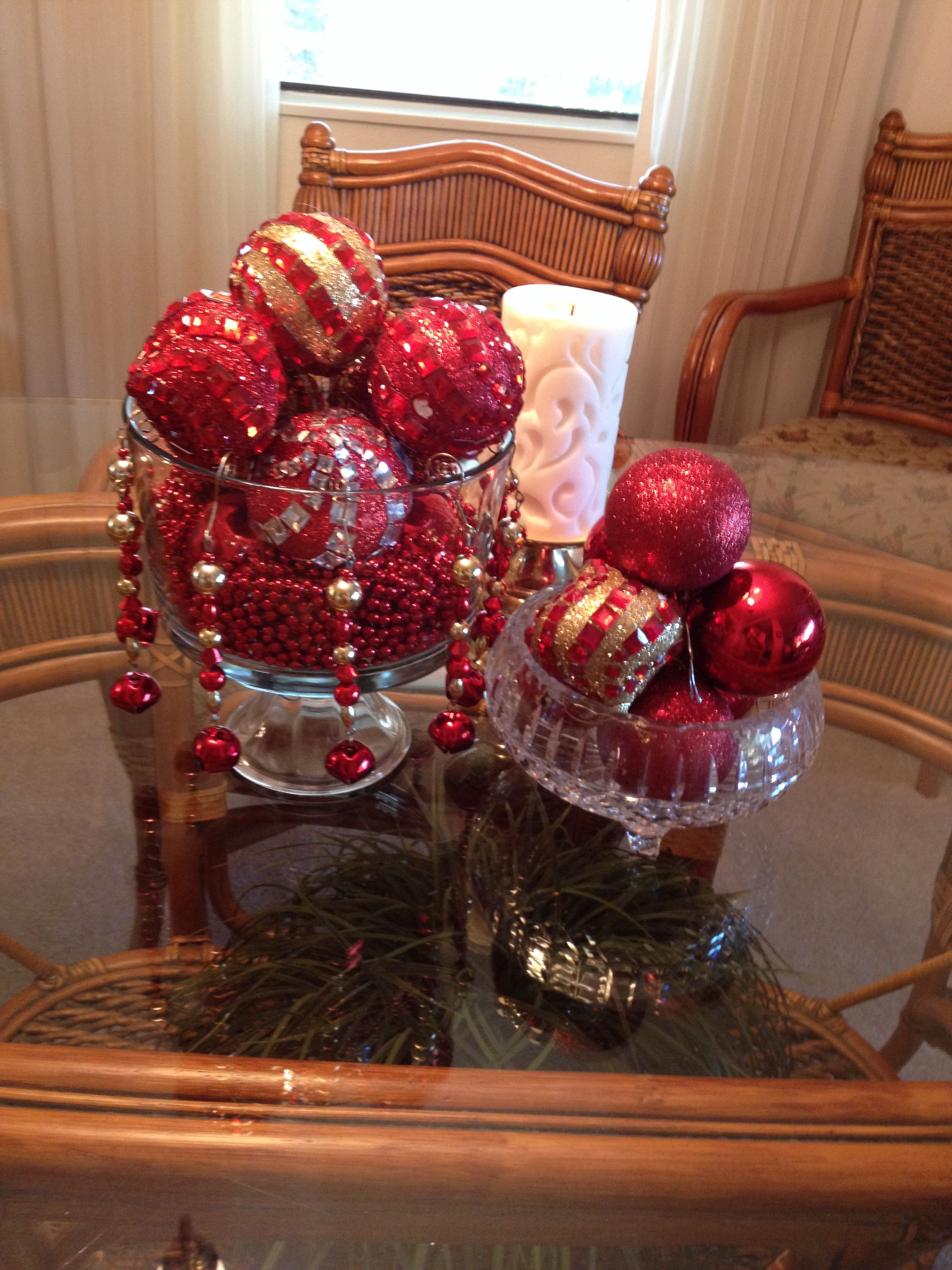 Ornaments in crystal bowls Christmas magic, Holiday decor, Crystal bowls