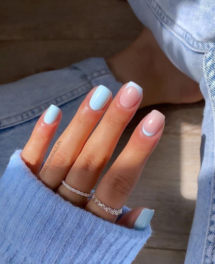 Visit the blog for more baby blue nails designs. Summer is a good time to wear nailart in this soft color. Get a sparkle effect with glitter or a cute marble look. Simple acrylic nails ideas most times make the best manicure. Long or short ombre nails in almond or coffin shape is nail art you should try. Enjoy baby blue nails designs short, baby blue nails designs summer, cute baby blue nails designs, baby blue nails designs winter and baby blue nails designs ideas. Blue Gel Nails, Short Gel Nails, Simple Acrylic Nails, Best Acrylic Nails, Acrylic Nail Designs, Cute Short Nails, Blue Nails Art, Nail Designs With Glitter, Baby Blue Nails With Glitter