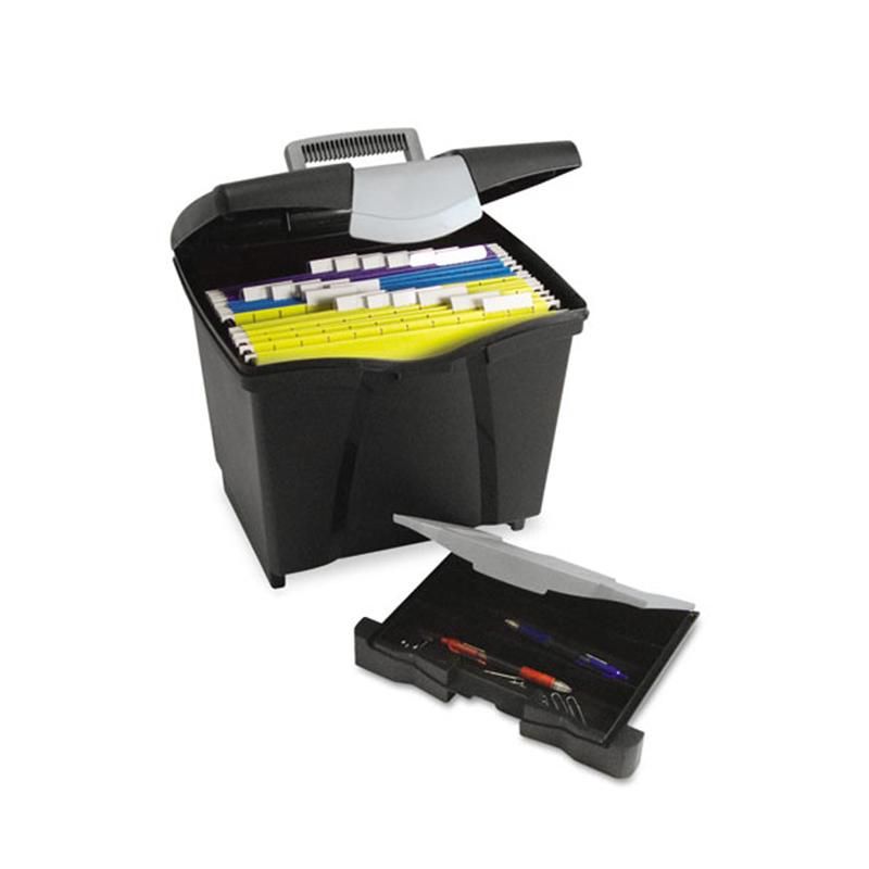 Portable File Box W Organizer Lid 14 1 2 In 2021 Storage Portable File Box W Organizer Lid 14, Portable File Cabinet With Handle