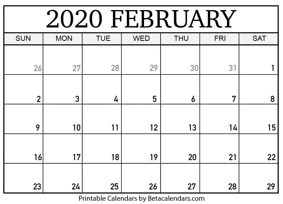 New Blank February 2020 Calendar Printable Calendar Printables New Blank February 2020 Calendar Printable Calendar Printables