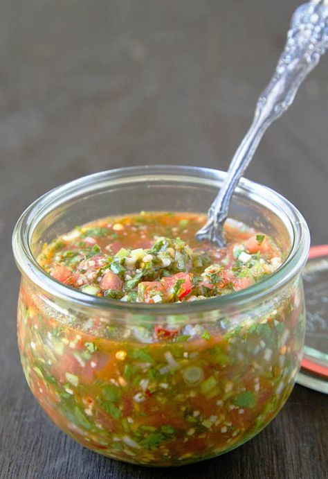 Pebre (Chilean Chili Salsa) Makes approximately 3 cups *Notes: This is the way Ms. M’s grandmother taught her to make pebre. Ms. M is from Santiago, so her pebre may look very different from a pebre made in someone’s home in another part of the country. That’s the beauty of this condiment! Some versions use tomatoes, … Mexican Dishes, Mexican Food Recipes, Ethnic Recipes, Chili Sauce, Chili Salsa Recipe, Habanero Salsa, Meat Sauce, Salads, Grilling Recipes