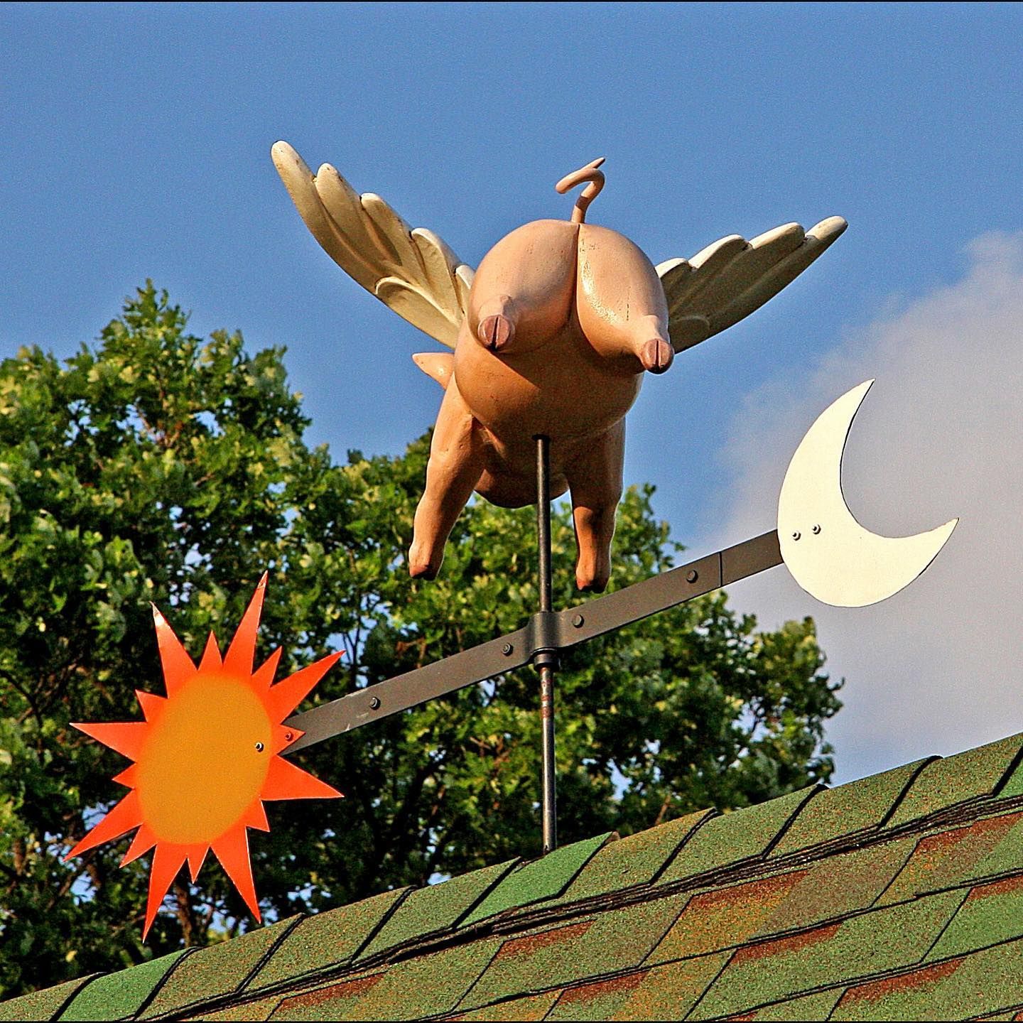 Pigs Can Fly Excelsior Springs Missouri Usa Missouri Weathervane Excelsiorsprings Pigs Clouds Trees Sun Moon Excelsior Springs Springs Holiday Decor