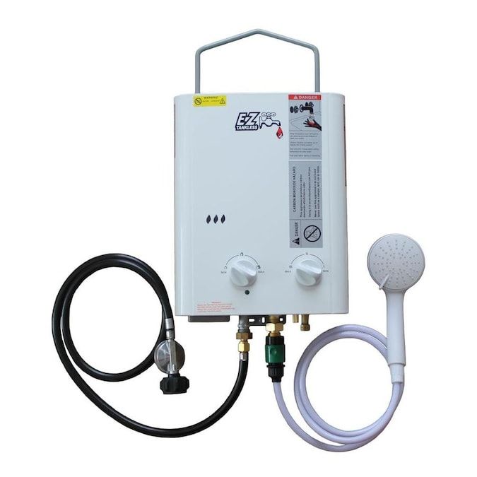EZ Tankless Camp Champ Portable Hot Water System- Camping 1.4-GPM 37500-BTU Outdoor Liquid Propane Tankless Water Heater in the Tankless Gas Water Heaters department at Lowes.com Solar Shower, Diy Shower, Camp Shower, Outdoor Camping Shower, Outdoor Shower Enclosure, Outdoor Tub, Outdoor Baths, Outdoor Showers, Hot Water System